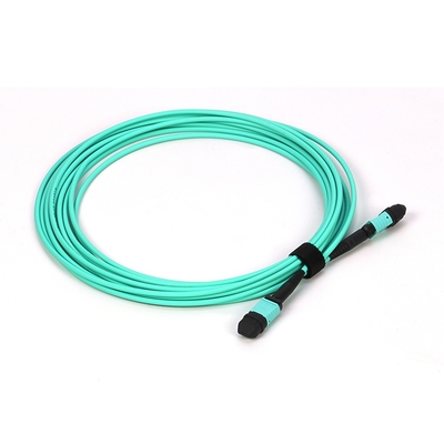 Data Center MPO To MPO 12 Core OM3 Fiber Patch Cord Low Loss Fiber Optic