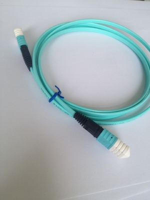 Data Center MPO To MPO 12 Core OM3 Fiber Patch Cord Low Loss Fiber Optic