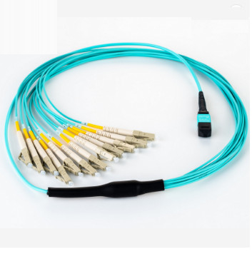 MPO-LC MPO Konnektör 8 Kordon Fiber Optik Patch Cord Aqua