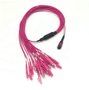 MPO Fiber Optik Jumper 24 Çekirdek MPO Ana Kablo - LC Om3 Om4 Fiber Optik Yama Kablosu