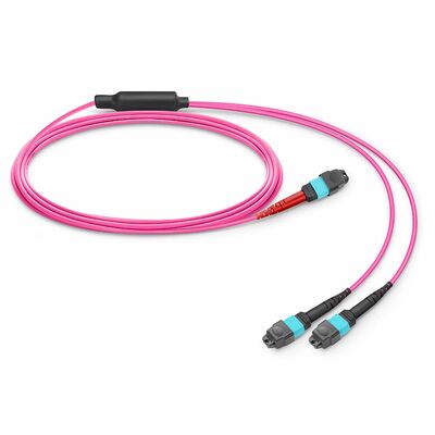 Kalite OM4 Fiber ve OFNP Yangın Güvenliği Derecelendirilmiş Ceket ile MTP Breakout Kablosu 0.35dB Düşük IL Fabrika