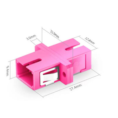 OM4 SC Pink 50μm High precision dimension Fiber Optic Adapter with flange